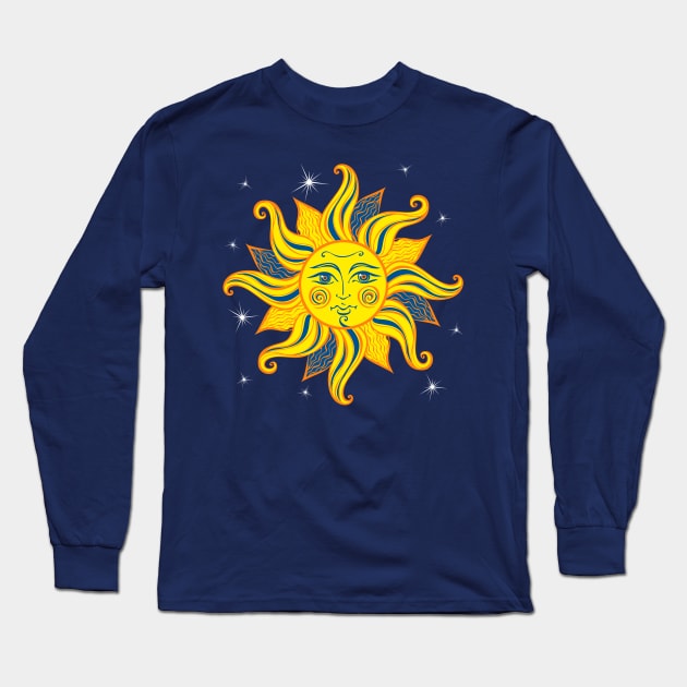 Vintage Hippie Sun Long Sleeve T-Shirt by machmigo